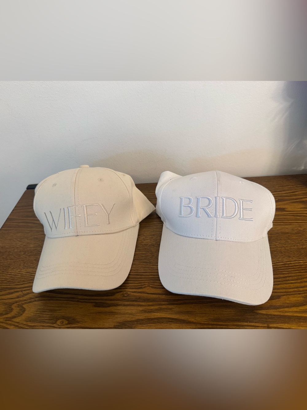Miss To Mrs Bride&Wifey Embroidered Baseball Cap Hat Set Bundle White Ivory GUC